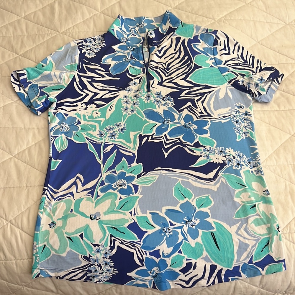 Ibkul top short sleeves small quarter zip